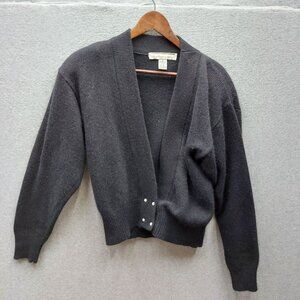 VTG White Wheeler & Martha Womens Cardigan L 65% Lambswool 20% Angora Blend Blac